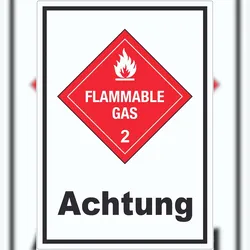 HB-Druck Aufkleber Entzündliche Gase Achtung Flammable Gas Flamme A0 (841x1189mm)