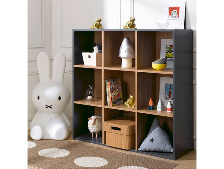Bibliothèque enfant Junior Provence 9 cases - Gris