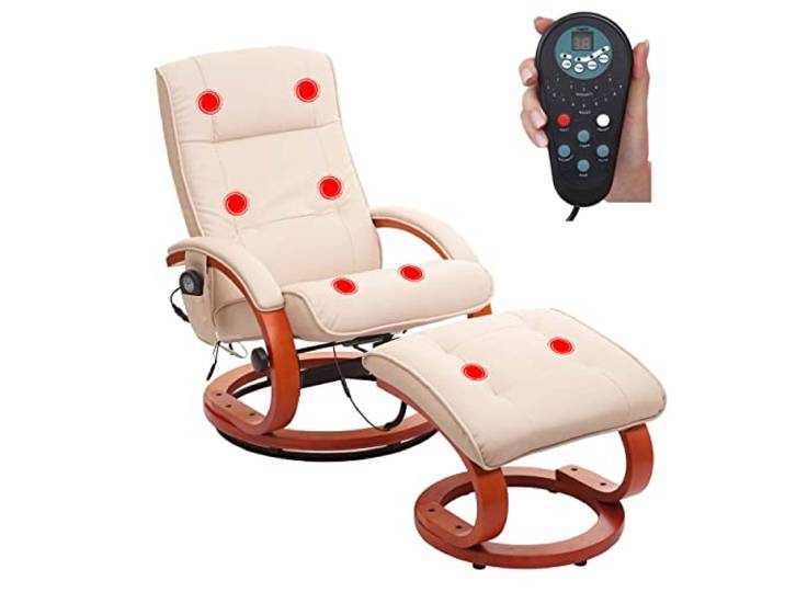 Mendler Massage-Fernsehsessel Pescatori II - weiß-Creme Relaxsessel, Massagesessel, Massagefunktion