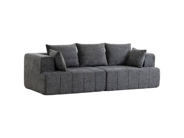 YWJ Canapé 3 Places Chenille Gris Ressorts Assise Large Profonde Accoudoirs Coussins