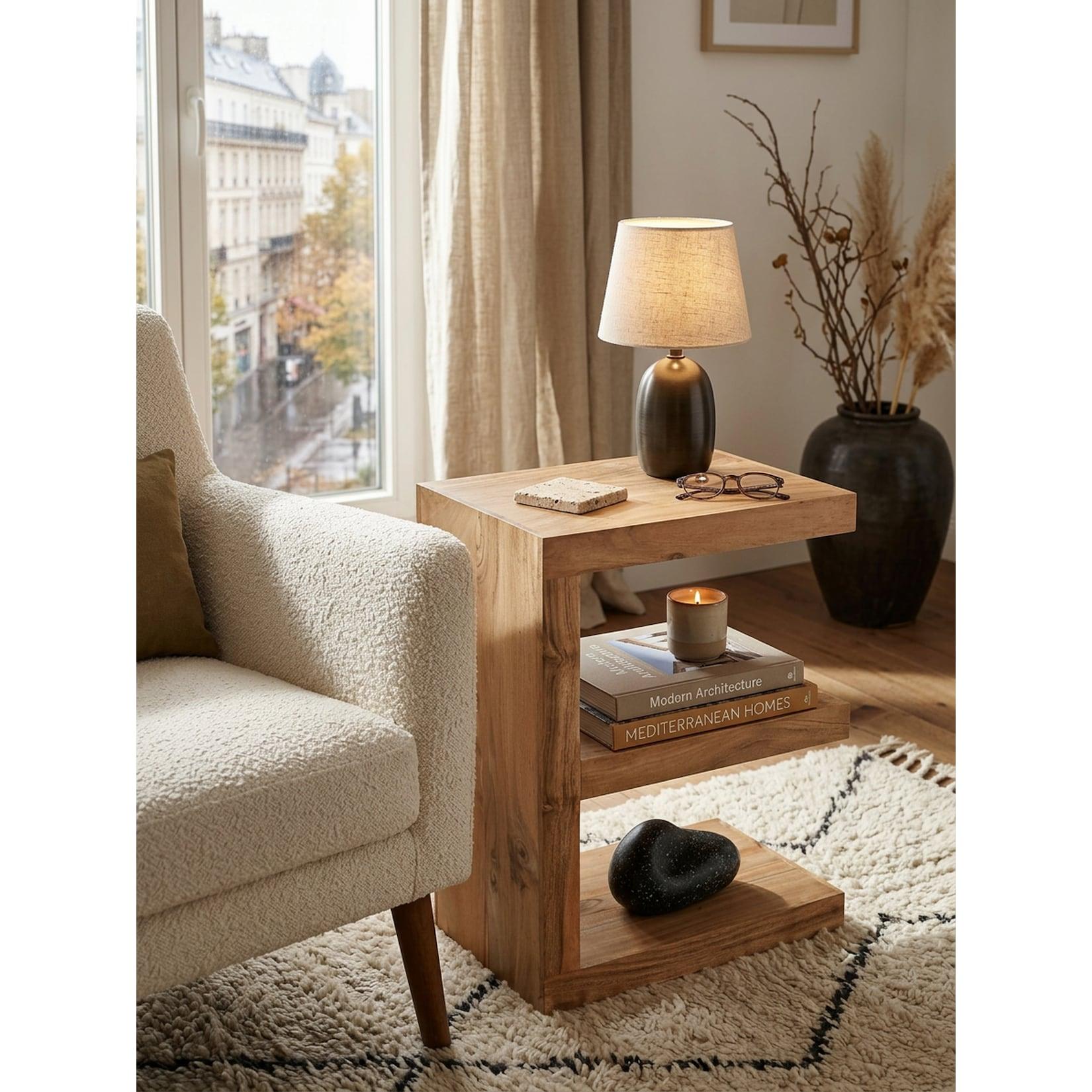 Beistelltisch Massivholz E Cube Landhausstil Design MUMBAI, Akazie 30x44x60 cm