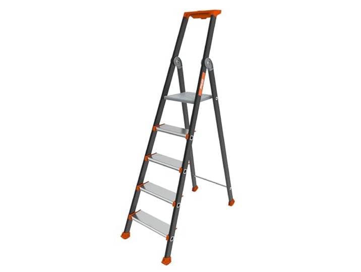 Tubesca-Comabi - Marchepied en Aluminium Kolos - Usage Ultra Intensif - Sabots Enveloppants & Antidérapants - Porte-Outils avec Fermeture Intégrée - Charge Max 150kg - Fabriqué en France - 5 Marches