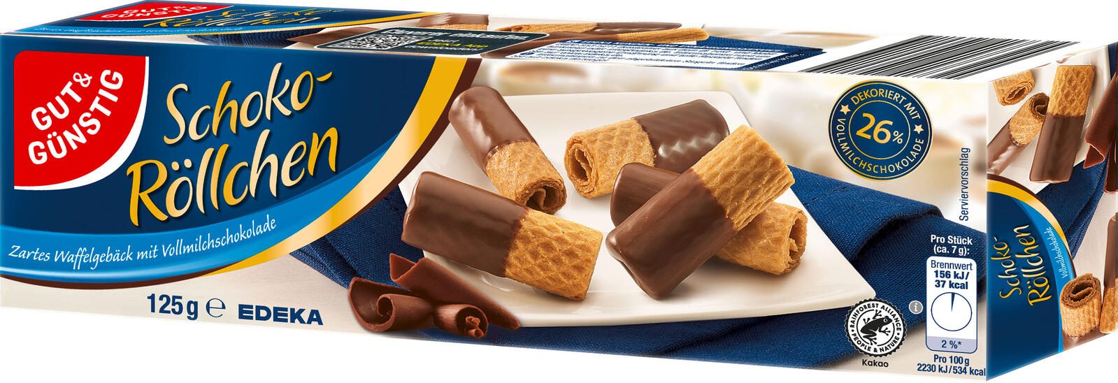 GUT&GÜNSTIG Schoko-Röllchen Vollmilch 125,0 g 2210079007