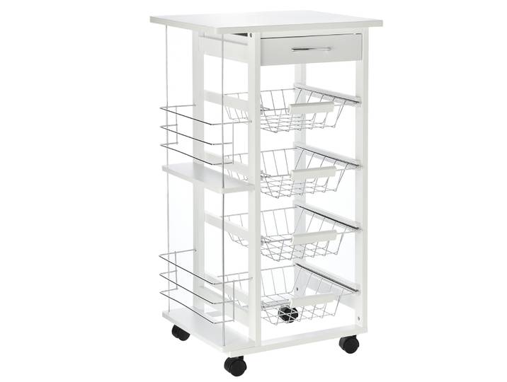 HOMCOM Chariot de cuisine à 5 niveaux avec tiroirs, paniers à roulettes