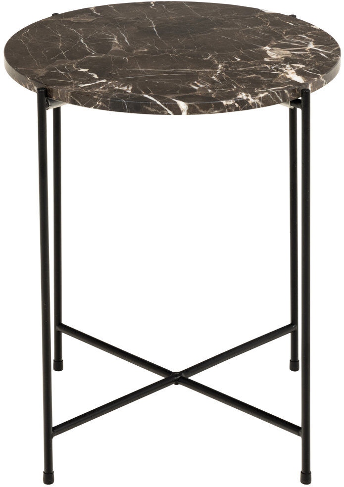 Metro Side Table with Marble Top 42x45cm Brown Marble 45cm H X 42cm W X 42cm D