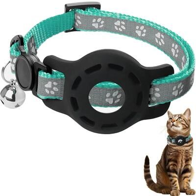 Uplifted Finds Reflective AirTag Safety Cat Collar green (no Tracker)