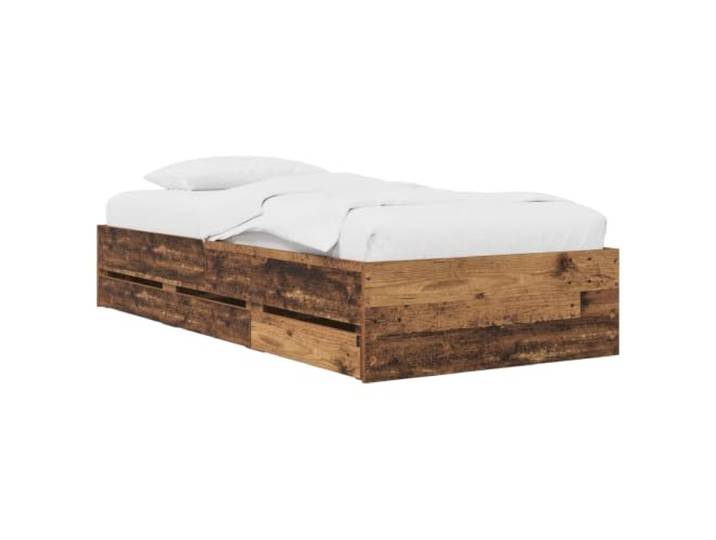 PUGYNBK Bettgestell mit Stauraum aus Altholz Integrierte Schubladen, feste Lamellen, modernes Design, einfache Reinigung
