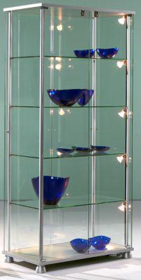 Stand-Präsentationsvitrine Forum V, B 830 x T 430 x H 1760 mm o. Beleuchtung