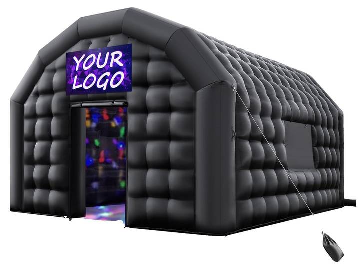 Tente de réception gonflable VEVOR 5x4x3\,8 m\, tente cube pour discothèque\, pavillon tente de mariage avec soufflerie 680W\, sac de sable\, 2 fenêtres pour événements\, anniversaire\, mariage\, noir