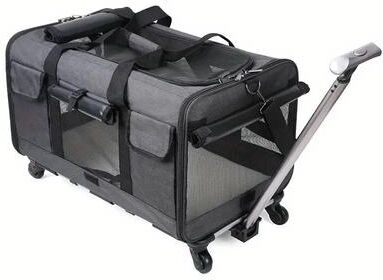 Inspired Living ComfortRide XL Pet Travel Carrier With Wheels Foldable Rolling Pet Carrier For Dogs & Cats black