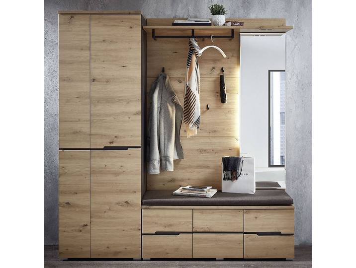 Kompaktgarderobe 185 cm 185 x 196 x 37cm Braun/Beige