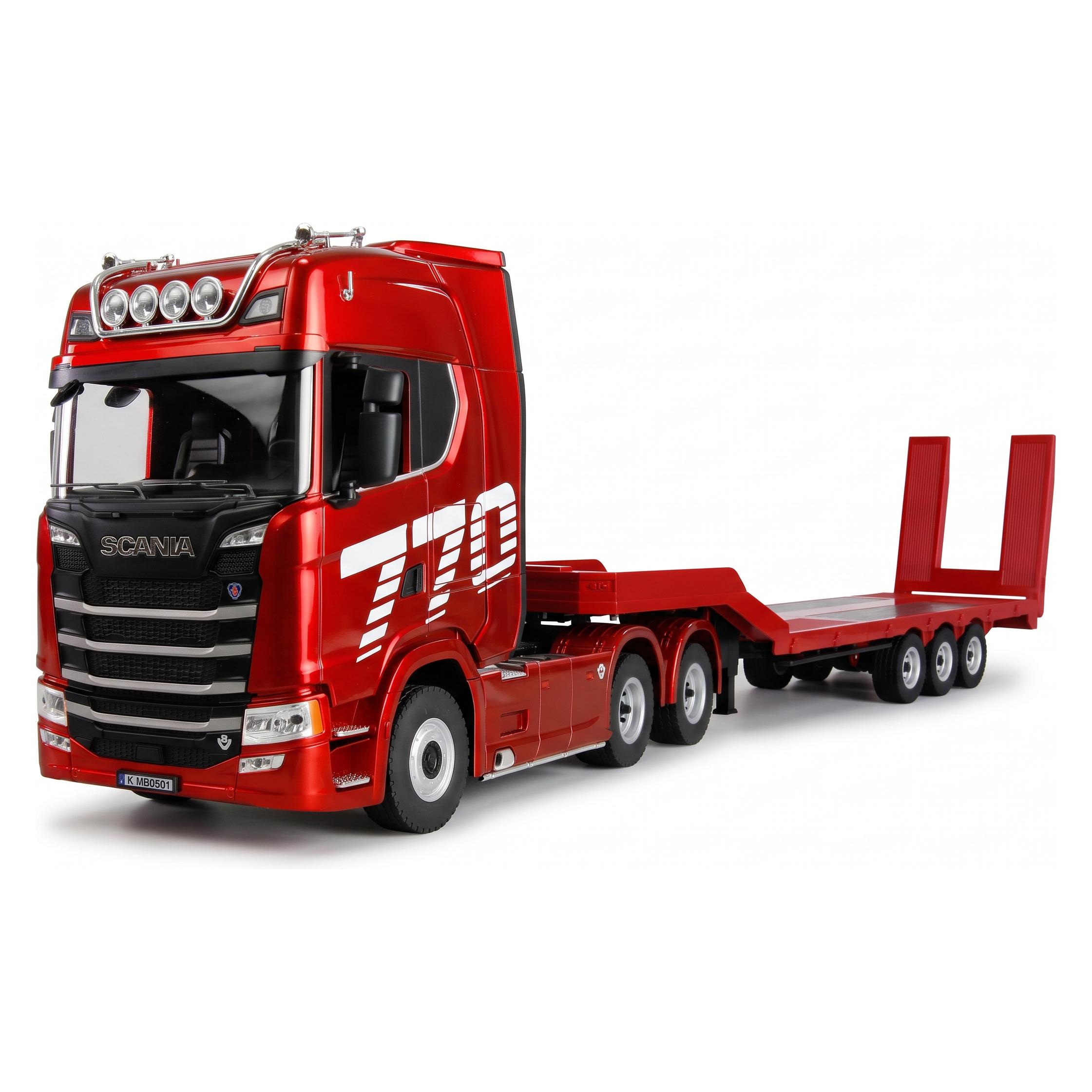 Amewi Scania 770 S Zugmaschine + Tieflader-Sattelauflieger 6x4 1:18 RTR rot (RTR Ready-to-Run) (22775)