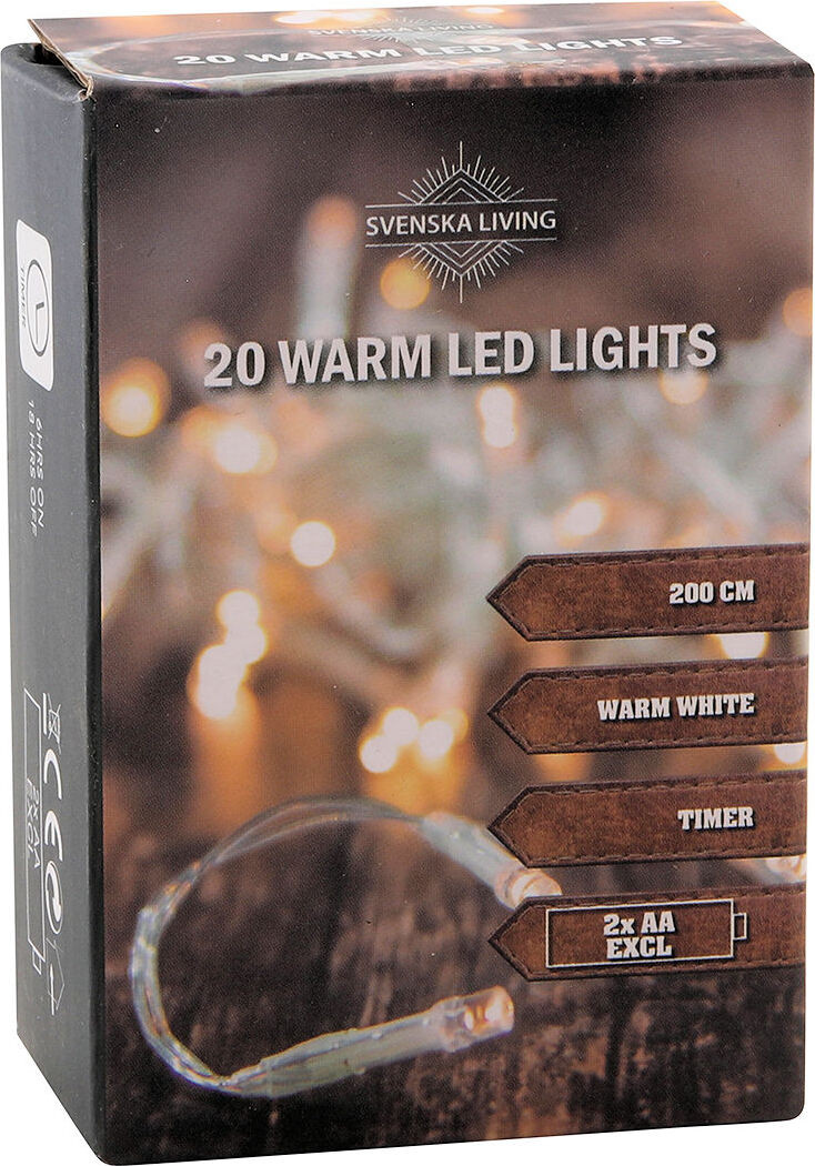 Spetebo LED-lichtketting met timerfunctie, warmwit licht, 200 cm