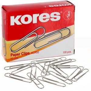 Kores Büroklammern 50mm, silber, vernickelt, 100 Stück
