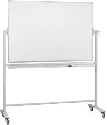 Mobile Drehtafel Franken, Querformat, 360° schwenkbar, mit Stativ, B 1500 x H 1000 mm, emailliert weiß