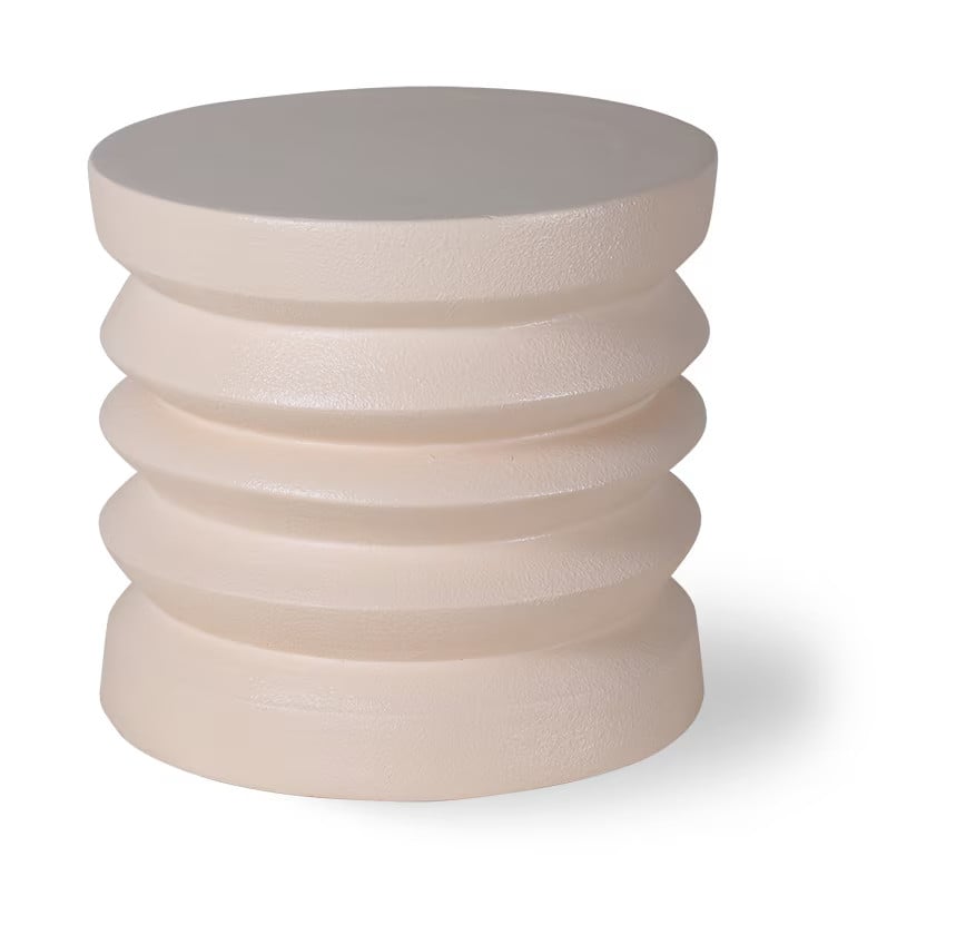 HKliving Ronde Bijzettafel Stoneware Keramiek, Crème, Ø38 cm