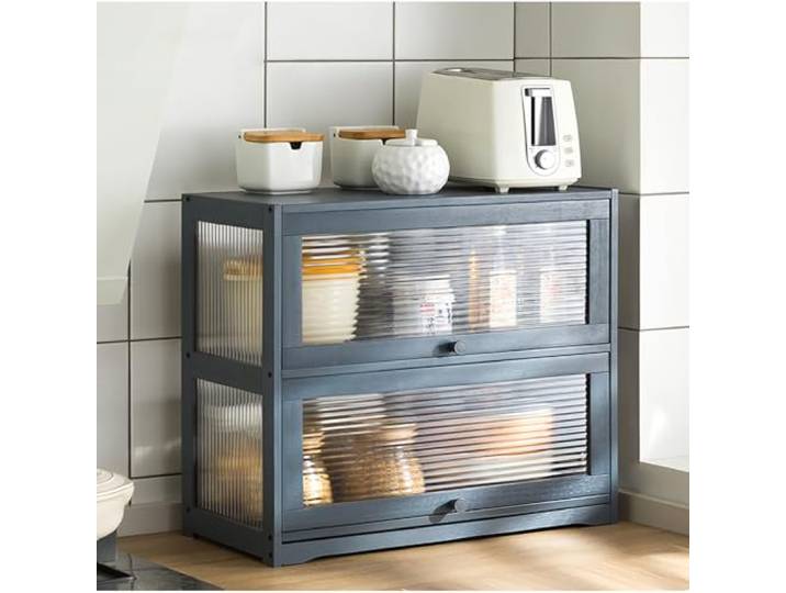 JSWHYBD Aufsatz-Küchenschrank, Küchen-Sideboard, Küchenregal zur Aufbewahrung von Gewürzen und Geschirr. Aufsatz-Aufbewahrungsschrank 52 * 25 * 50cm Grey