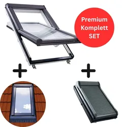 HOME4U Dachfenster Komplett-Set Kunststoff 2-fach 094/140
