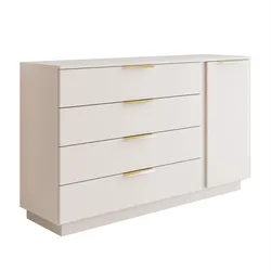 KOMMODE LINA KASCHMIR 1D4S mit LED-Beleuchtung auf Sockel Gold Chrom