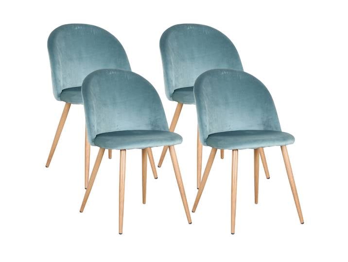 EGOONM Lot de 2 / 4 / 6 chaises de salle à manger en velours doux et pieds en métal Chaises de loisirs d'accent pour cuisine salle à manger salon vert