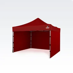 Pavillon 3x3m - mit 3 Wänden - Rot