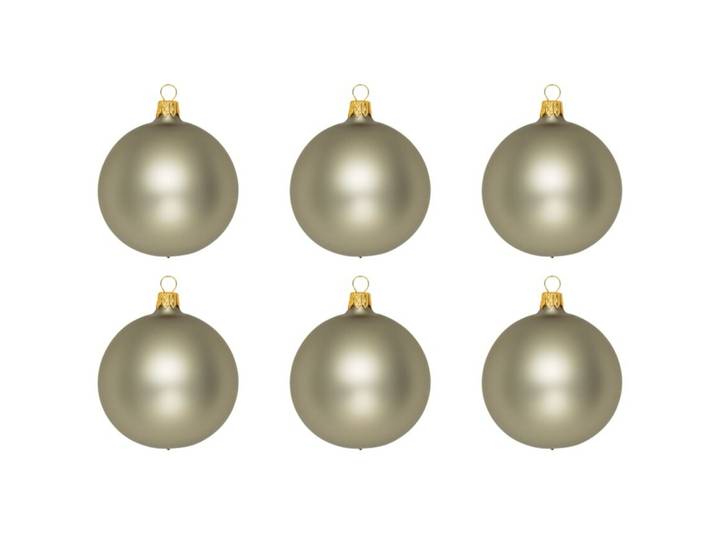 Weihnachtskugel 6er-Set Uni hellgrau - Material: Glas - 949