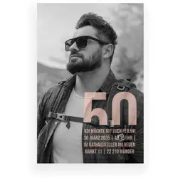 Einladungskarte 50. Geburtstag: Maskierte 50 mit Foto