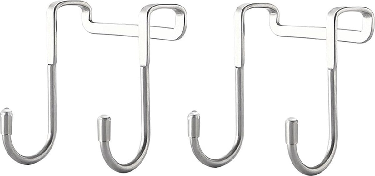 Set van 2 RVS Deurhaakjes voor over de deur als kapstok of handdoekhaak