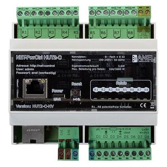 Anel NET-PWRCTRL HUT 2C HV - 8 Ethernet/Internet gesteuerte Relais, 16A (NET-PWRCTRL HUT 2C HV)