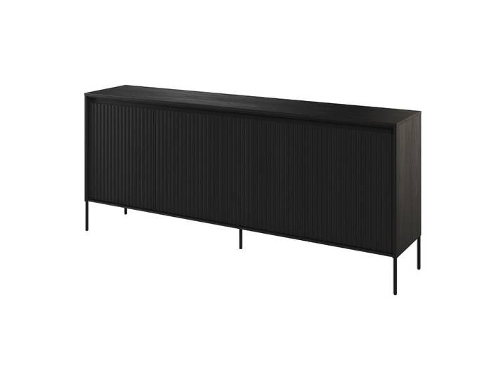 Niedriger vier­türiger Trend-Kommode 193 cm mit LED Schwarz