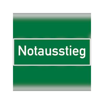 Rettungszeichen, Wortschild Notausstieg - 400x140x1.5 mm Kunststoff nachleuchtend