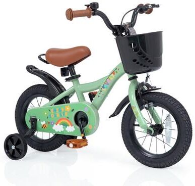 Costway 12 Inches Girls Bike for 3-8 Years Old with Basket - Spring Party, Green