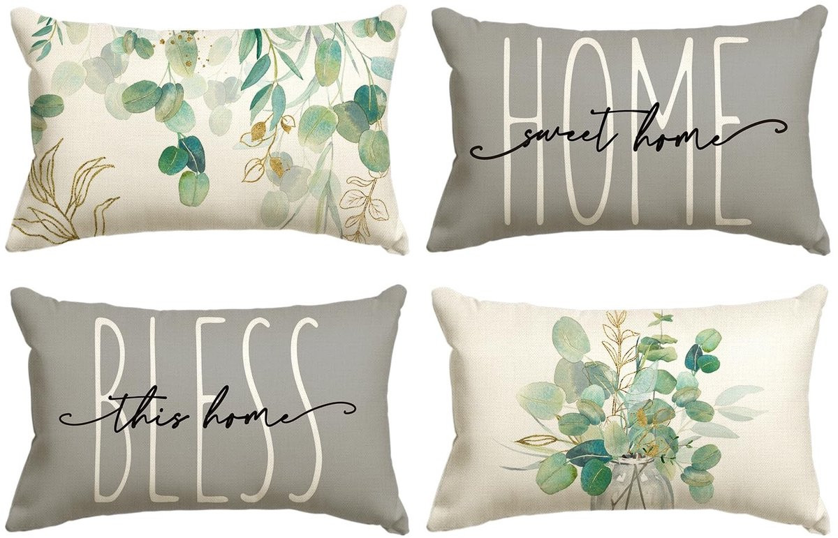 Dailygoody Eucalyptus Kussenslopen Set van 4 - 30 x 50 cm