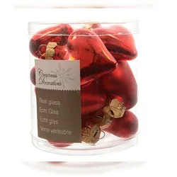 Kaemingk Christbaumschmuck Herzen Glas 2x4,5x4 cm 12 Stück rot glanz/matt