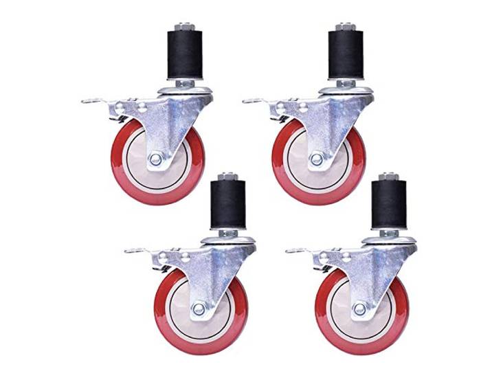 TYYCKJ Hochleistungs-Lenkrollen, 4er-Set, Polyurethan-Lenkrollen mit Bremse, M12 x 60 mm Schaft für Konsole, Werkbank, Wagen und Möbelregal, Rundrohr-Design