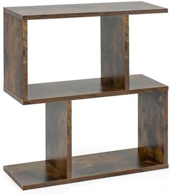 Costway 24 Inch 3-Tier Geometric Bookshelf with Thick Foot Pads-Brown