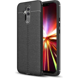 Screenguard Huawei Mate 20 Lite Hülle Leather Design TPU Cover (Huawei Mate 20 Lite), Smartphone Hülle, Schwarz