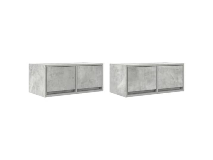 Helloshop26 2er Set TV-Möbel Wand Platzsparend Betongrau 60 x 31 x 25,5 cm aus Holz Technik 02_0051678