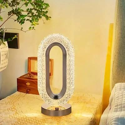 Uplifted Finds Luxury Oval Crystal Table Lamp USB Charging Bedside Night Light For Bedroom Office Decor Luxury Oval Crystal Table Lamp USB Charging Bedside Night Light For Bedroom Office Decor
