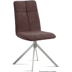 ESSZIMMERSTUHL (4er-Set) Dorine 47x92x60 Edelstahl/Braun