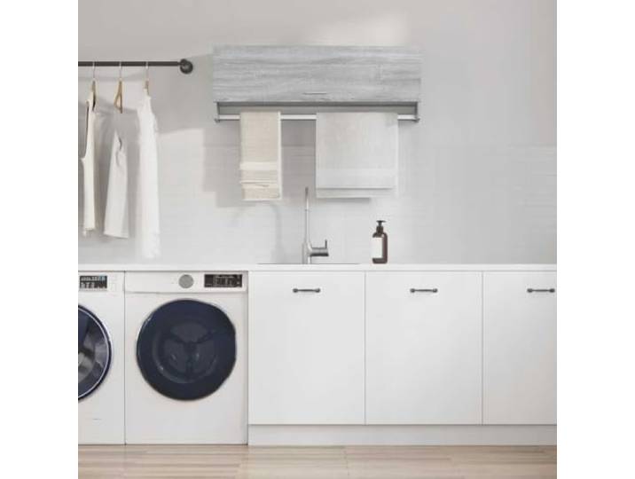 Kleiderschrank Grau Sonoma 100x32,5x35 cm Holzwerkstoff 2 Fächer, Kleiderstange, robuste Konstruktion, glatte Oberfläche, vielseitig einsetzbar