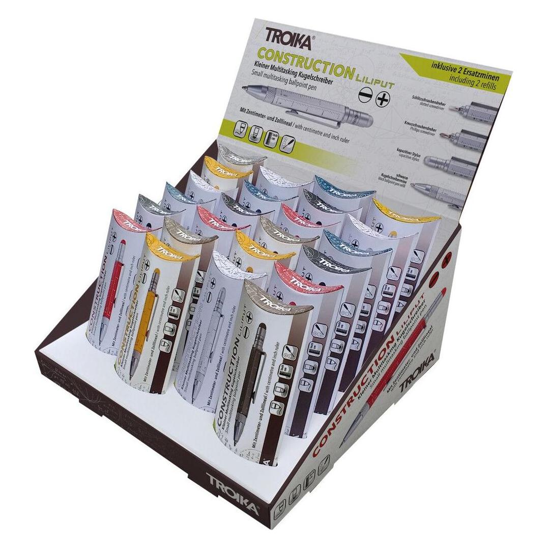 Troika Thekendisplay 24xCONSTRUCTION LILIPUT Kugelschreiber (24x) (CD096)