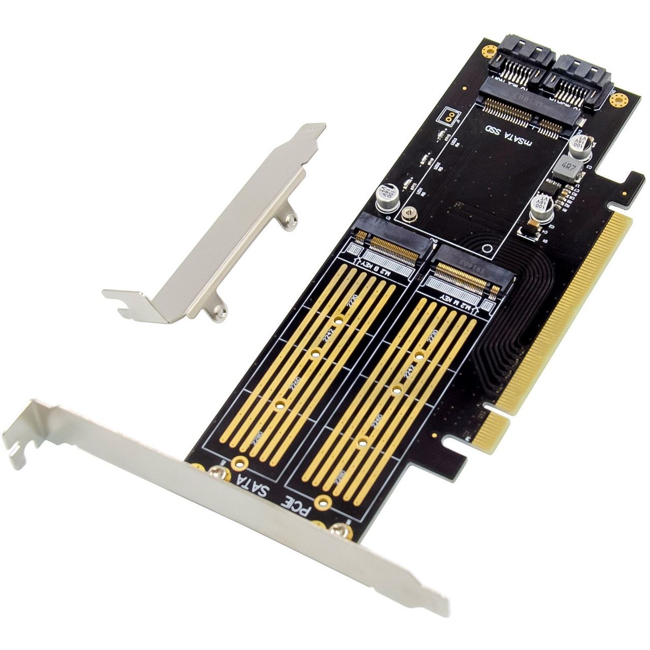 InLine PCIe Karte x16 zu 2x M.2, 1x mSATA
