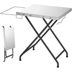 VEVOR Klappgrilltisch 610 x 508 x 710 mm Campingtisch aus Kohlenstoffstahl für Fritteusen und Pizzaöfen, mit Staufach, 32 kg Tragkraft, mit Seitlichen Halterungen für Utensilien, Taschentuchhalter