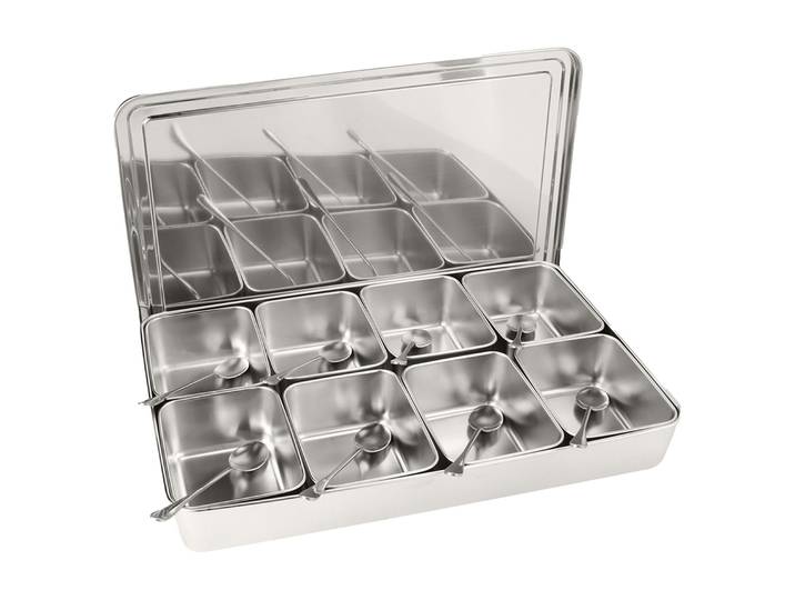 Boîte d'assaisonnement en acier inoxydable à 8 grilles, conteneurs de stockage de condiments, pot d'assaisonnement, ustensiles de cuisine
