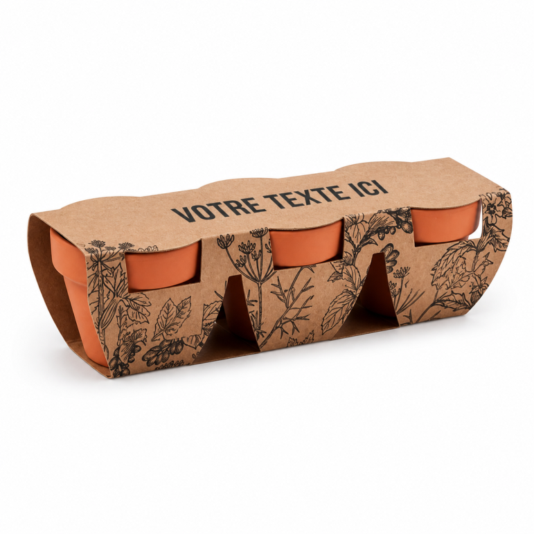 Pots personnalisable en terre cuite 3 unités FLOWERPOT bois terre cuite