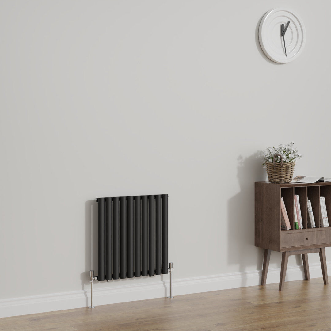 Belfry Heating Shoshana Vertical Oval Panel Radiator Normal Black 60cm H x 59cm W
