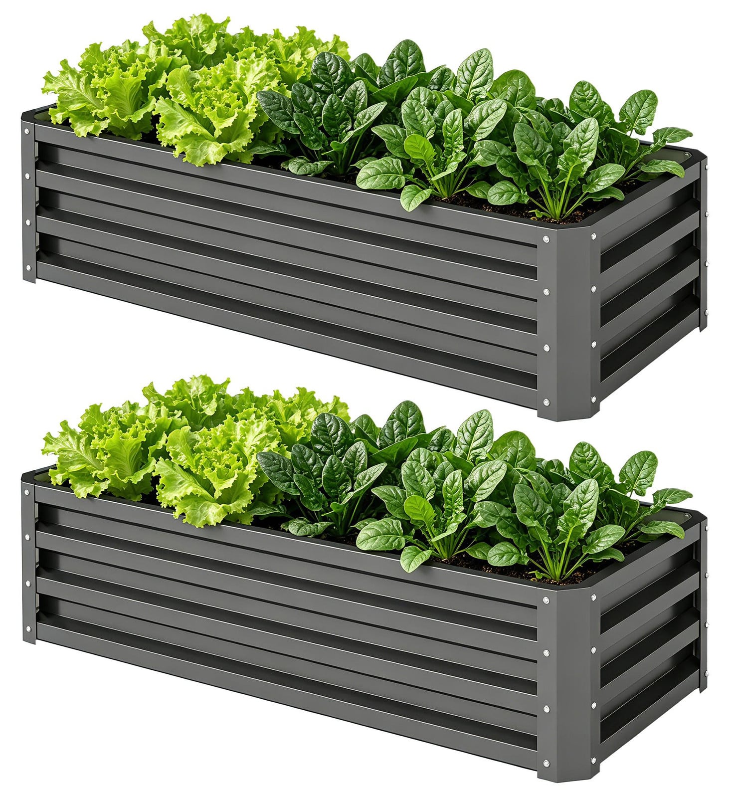 Outsunny set van 2 weerbestendige verhoogde bloembedden en plantenbakken