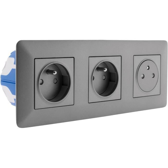 Artezo Inbouwdoos met 2 polen + aarde, 16A, Titanium