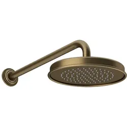 Gessi Venti20 Antikalk-Kopfbrause, D229mm, mit Gelenk und Wandarm 389mm, Wandmontage, 65148713, Farbe: Messing Antik